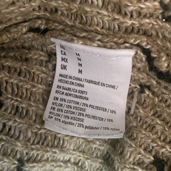 American Eagle fair isle sweater M quarter button Apres ski preppy casual unisex - Picture 6 of 8